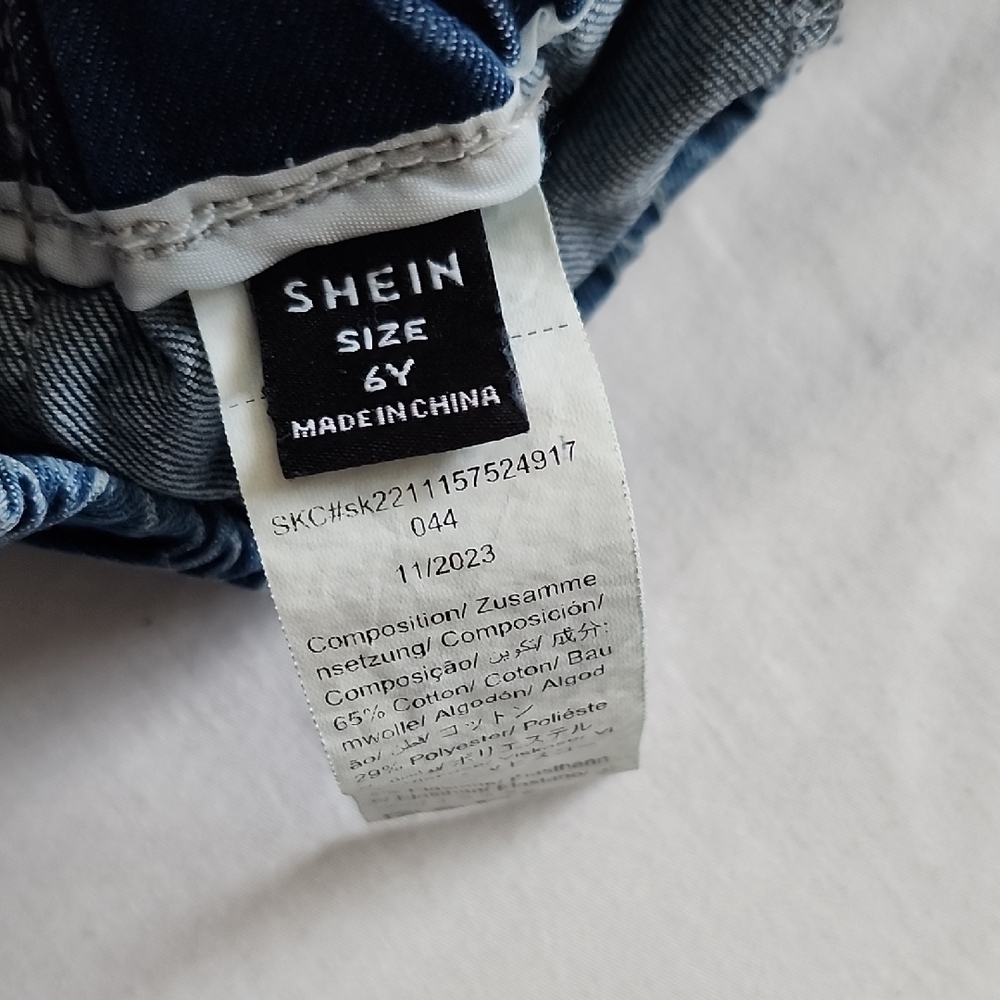 Shein Girls Blue Flare Bell Bottom Jeans Denim Bow Details 6Y - Picture 2 of 8